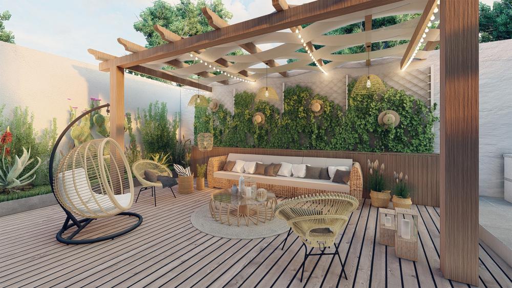 Terasse bois salon de jardin